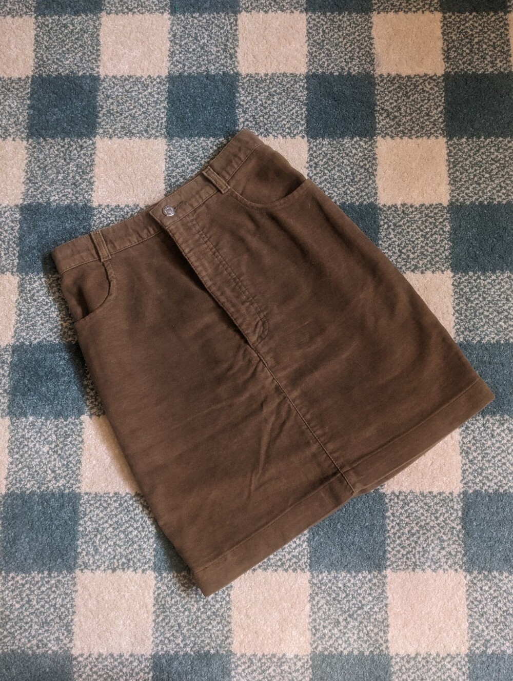 Vintage J Crew 100% Cotton Muted Brown High-rise Fitted Mini Skirt Size 4 Small